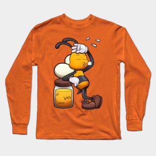 Exhausted Cartoon Bee Long Sleeve T-Shirt